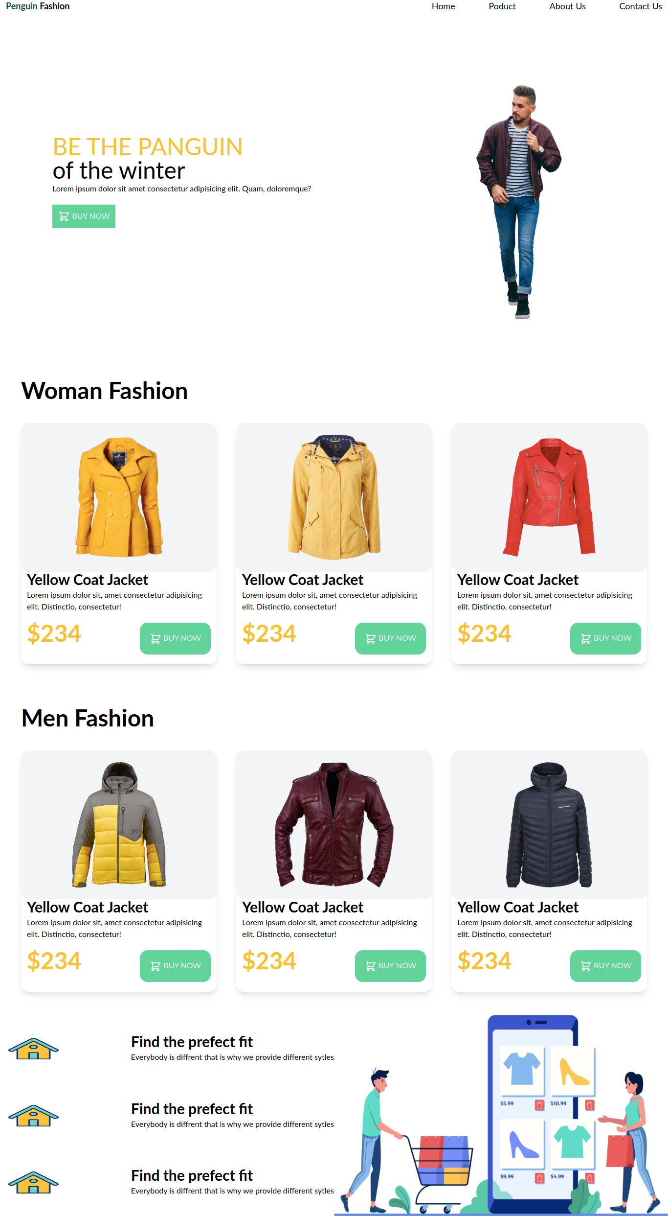 An e-commerce site sample design